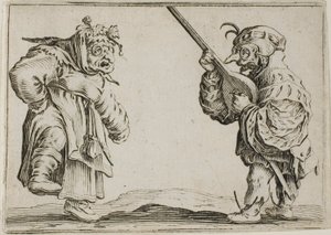 Tancerze z lutnią, z Kaprysów autorstwa Jacques Callot