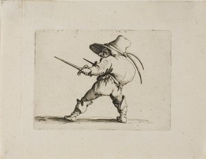 Pojedynek z mieczem i sztyletem, z Varie Figure Gobbi autorstwa Jacques Callot