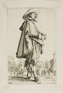 Dżentelmen z zaciśniętymi dłońmi, płyta jedenasta z La Noblesse autorstwa Jacques Callot