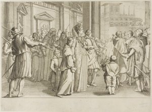 Wielka Księżna Christine of Lorraine eskortuje do Kościoła młodzież, którą bierze pod swoją opiekę autorstwa Jacques Callot