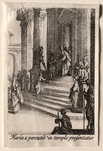 Życie Dziewicy: Ofiarowanie Dziewicy w świątyni. autorstwa Jacques Callot