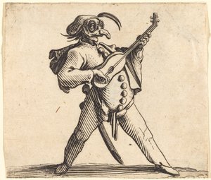 Zamaskowany komik grający na gitarze autorstwa Jacques Callot