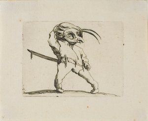 Zamaskowany mężczyzna ze skręconymi nogami, z Varie Figure Gobbi autorstwa Jacques Callot