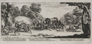 Miserie wojny: napad na autostradę, 1633. autorstwa Jacques Callot