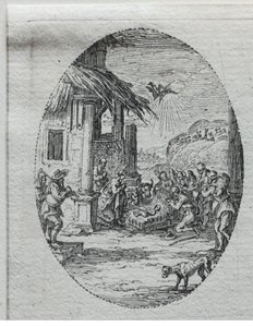 Tajemnice Męki Pańskiej: Adoracja Pasterzy. autorstwa Jacques Callot