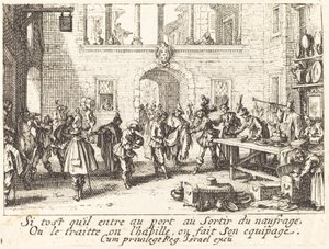 Rodzice obdarowują prezentami, 1635. autorstwa Jacques Callot
