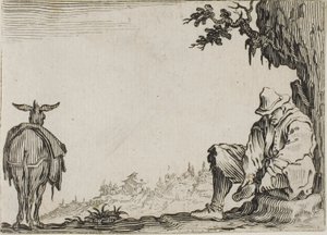 Chłop zdejmujący buty, z Kaprysów autorstwa Jacques Callot