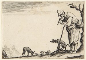 Pasterz grający na flecie autorstwa Jacques Callot