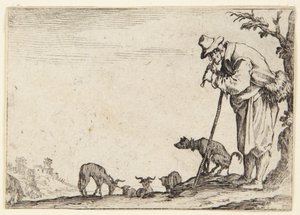 Pasterz grający na flecie autorstwa Jacques Callot