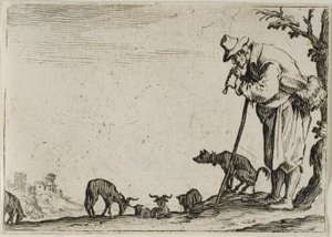 Pasterz grający na flecie, z filmu Kaprysy autorstwa Jacques Callot