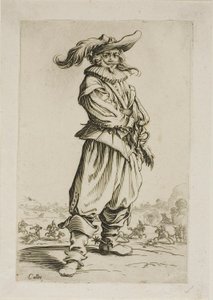 Żołnierz w kapeluszu z pióropuszem, płyta trzecia z La Noblesse autorstwa Jacques Callot