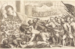 Oddziały forsujące bramę miasta autorstwa Jacques Callot