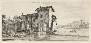 Młyn wodny, z serii Paysages Gravées pour Jean de Médicis, Paysages Dessinés à Florence autorstwa Jacques Callot