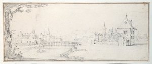 Most Gaucheu w Epinal (czarna kreda na papierze) autorstwa Jacques Callot
