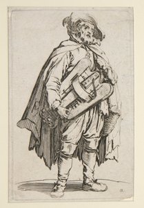 Gracz liry korbowej z The Beggars (Le Joueur de Vielle) autorstwa Jacques Callot