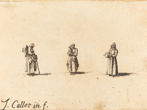 Trzy kobiety, jedna trzyma dziecko autorstwa Jacques Callot