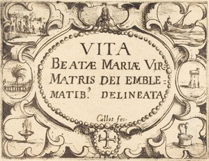 Strona tytułowa „Życia Dziewicy w emblematach” autorstwa Jacques Callot
