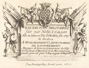 Strona tytułowa ćwiczeń wojskowych, 16341635. autorstwa Jacques Callot