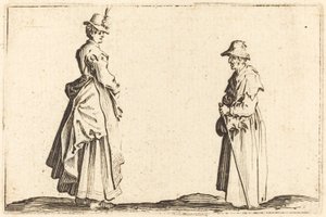 Dwie kobiety w profilu, c. 1622. autorstwa Jacques Callot