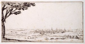 Widok Nancy (długopis i brązowy tusz na papierze) autorstwa Jacques Callot