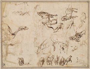 Badania koni [verso] autorstwa Jacques Callot after Antonio Tempesta