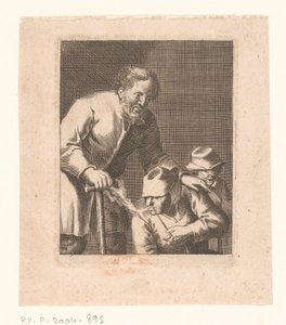 Figurka z fajką siedzącą między mężczyzną a dzieckiem autorstwa Jacques Dassonville (attributed to)