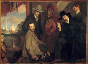 Andre Gide i jego przyjaciele w kawiarni Maure z Wystawy Światowej 1900 (Eugene Rouart; Charles Chanvin; Athman Ben Salah; Henri Gheon) Obraz Jacques Emile (Jacques-Emile) Blanche (1861-1942) 1900 nd. 1,56x2,2 m Rouen, Musee des Beaux Arts autorstwa Jacques Emile Blanche
