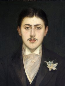 fragment Portretu Marcela Prousta (1871-1922), francuskiego pisarza. Obraz Jacques Emile (Jacques-Emile) Blanche (1861-1942), olej na płótnie autorstwa Jacques Emile Blanche