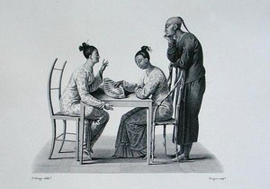 Chińczyk grający na Tchonce w Coupang w Timorze, z „Voyage Autour du Monde sur les Corvettes de L