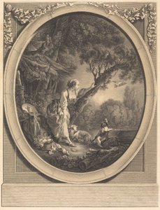 Przybycie kuriera autorstwa Jacques Firmin Beauvarlet after François Boucher