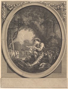 Wyjazd kuriera autorstwa Jacques Firmin Beauvarlet after François Boucher