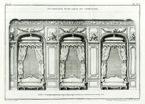 Elegancki Parisian Drawing room, początek 1770 z Cours dArchitecture, Paryż, opublikowany w 6 tomach z lat 1771-77 przez Blondela, Jacques-Francois (1705-74) Seria ukończona przez Pierre