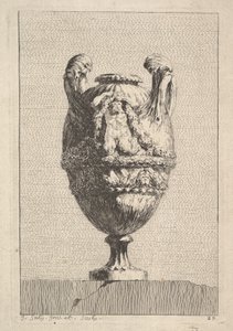 Wazon z męską syreną podtrzymującą girlandę, z: Wazy, 1746. autorstwa Jacques Francois Joseph Saly