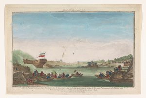 Widok na Port des Invalides w Paryżu wraz z upadkiem paryskiej fregaty 18 lutego 1761 Nagroda Vüe de Paris du Port des Invalides (tytuł na obiekcie) autorstwa Jacques Gabriel Huquier