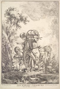 Podróżujące dzieci, połowa do końca XVIII wieku. autorstwa Jacques Gabriel Huquier