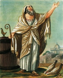 Augur, Jacques Grasset de Saint-Sauveur (1757-1810), rycina ze starożytnego Rzymu, czyli historyczny i obrazowy opis wszystkiego, co dotyczyło rzymskiego ludu, jego wojskowości, obyczajów, życia religijnego i publicznego