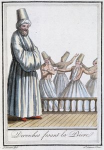 Modlący się derwisze (Wirujący derwisze) - w „Encyclopédie des voyages” Grasset Saint Sauveur, wyd. Paryż 1796 autorstwa Jacques Grasset de Saint Sauveur