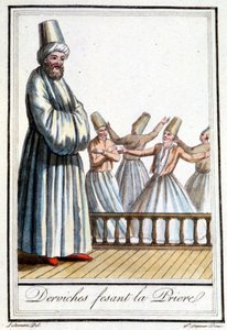 Modlący się derwisze (Wirujący derwisze) - w „Encyclopédie des voyages” Grasset Saint Sauveur, wyd. Paryż 1796 autorstwa Jacques Grasset de Saint Sauveur