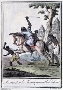 Zarządzaj, czyj Moures bierze niewolników - w „” Encyclopédie des voyages”” Grasset Saint Sauveur, wyd. Paryż 1796 autorstwa Jacques Grasset de Saint Sauveur