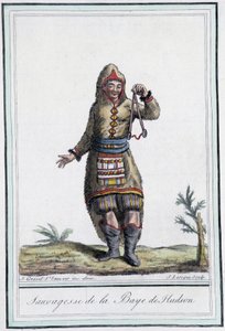 Sauvagesse of Hudson Bay (Kanada) - w „”Encyklopedii podróży”” Grasset St Sauveur, wyd. 1796 autorstwa Jacques Grasset de Saint Sauveur