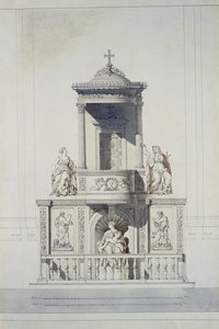 Projekt na ambonę, ok. 1825 (pióro i atrament i toaleta na papierze)