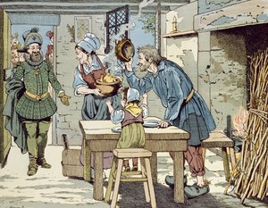Henryk IV, Król Ubogich, który chce, aby wszyscy jego poddani mieli kurczaka na niedzielny obiad, ok. 1900 autorstwa Jacques Marie Gaston Onfray de Breville (Job)