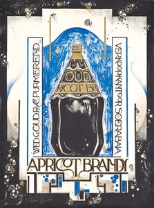 Plakat reklamujący brandy z moreli, dla sprzedawcy win i sherry Oud, ok. 1920 (kolor lito) autorstwa Jacques Jongert