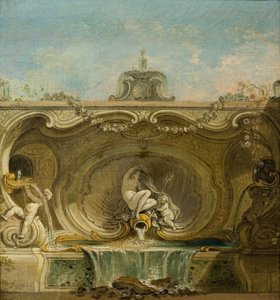 Projekt fontanny. Najada i Putto, ok. 1930 r. 1740. autorstwa Jacques Lajoue de