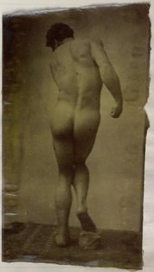 Studium męskiego nagiego modela, stojącego i widzianego z tyłu, w pracowni Jacques de Lalaing autorstwa Jacques Lalaing (attributed to)