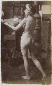 Studium nagiej modelki widzianej ukośnie z tyłu w pracowni Jacques de Lalaing autorstwa Jacques Lalaing (attributed to)