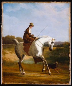 Panna Cazenove o Szarym Łowcy, Psie biegnącym Obok autorstwa Jacques Laurent Agasse