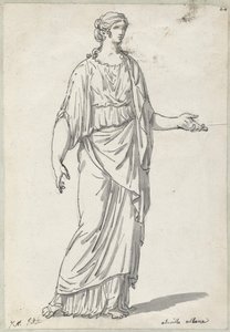 Klasyczna rzeźba kobiety z wyciągniętym ramieniem autorstwa Jacques Louis David