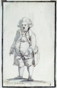 Rewolucja Francuska: „”Karykatura de Mirabeau-Tonneau”” Andre Boniface Louis Riquetti (1754-1792), wicehrabia de Mirabeau, znany jako „Mirabeau-Tonneau” (Mirabeau Tonneau) został nazwany beczką ze względu na jej tuszę. Rysunek brązowym tuszem autorstwa Jac autorstwa Jacques Louis David