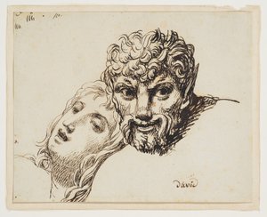 Głowy fauna i leżącej kobiety autorstwa Jacques Louis David